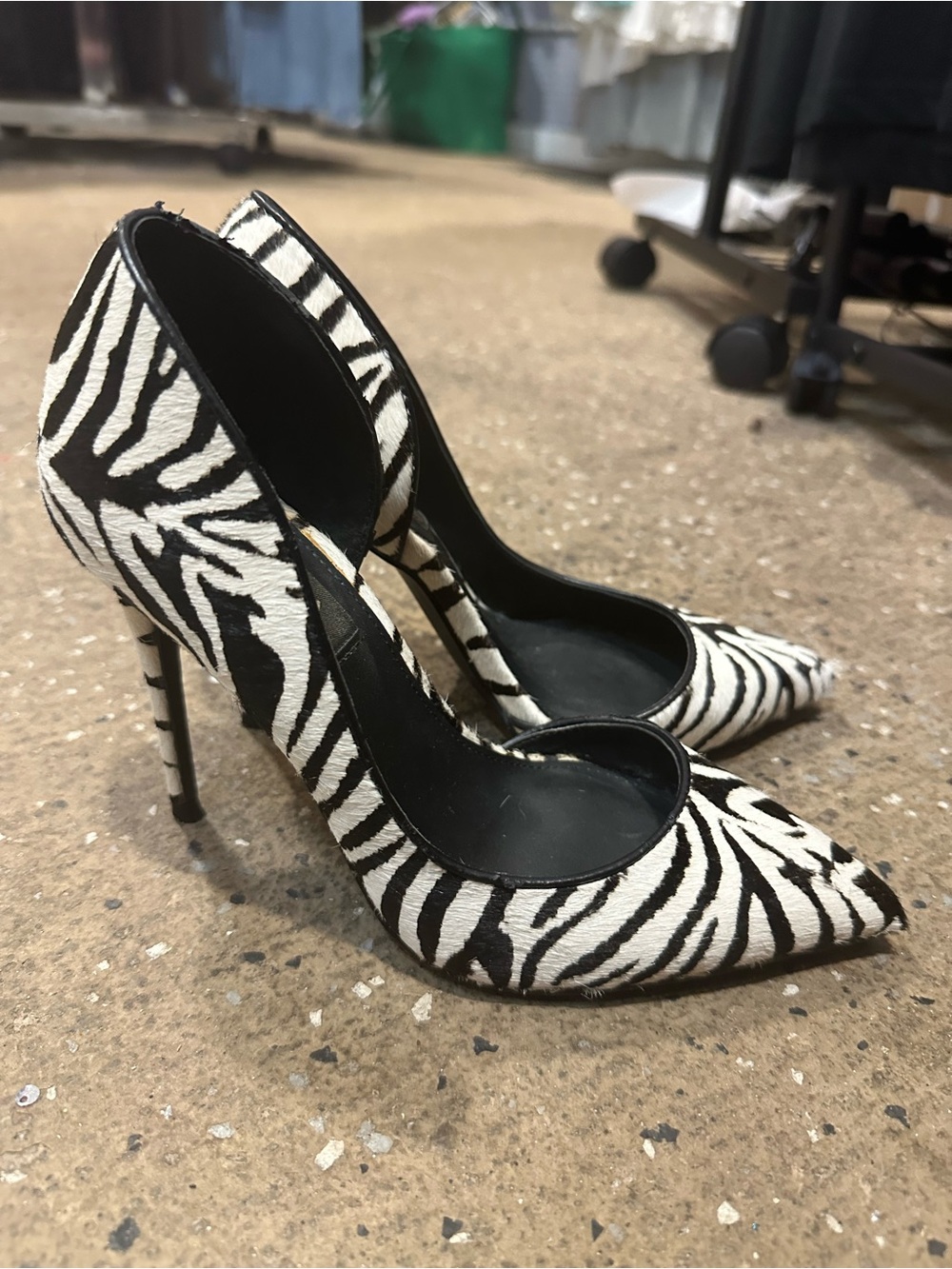Aqua Calf Hair d’Orsay Zebra-Print Pumps Stiletto Heels - Black & White
